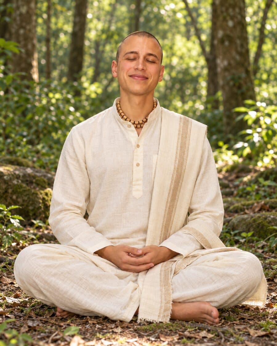 A calm seated practice in soft natural light