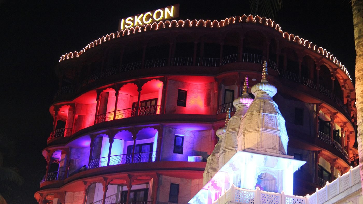 The illuminated marble architecture of ISKCON Juhu temple