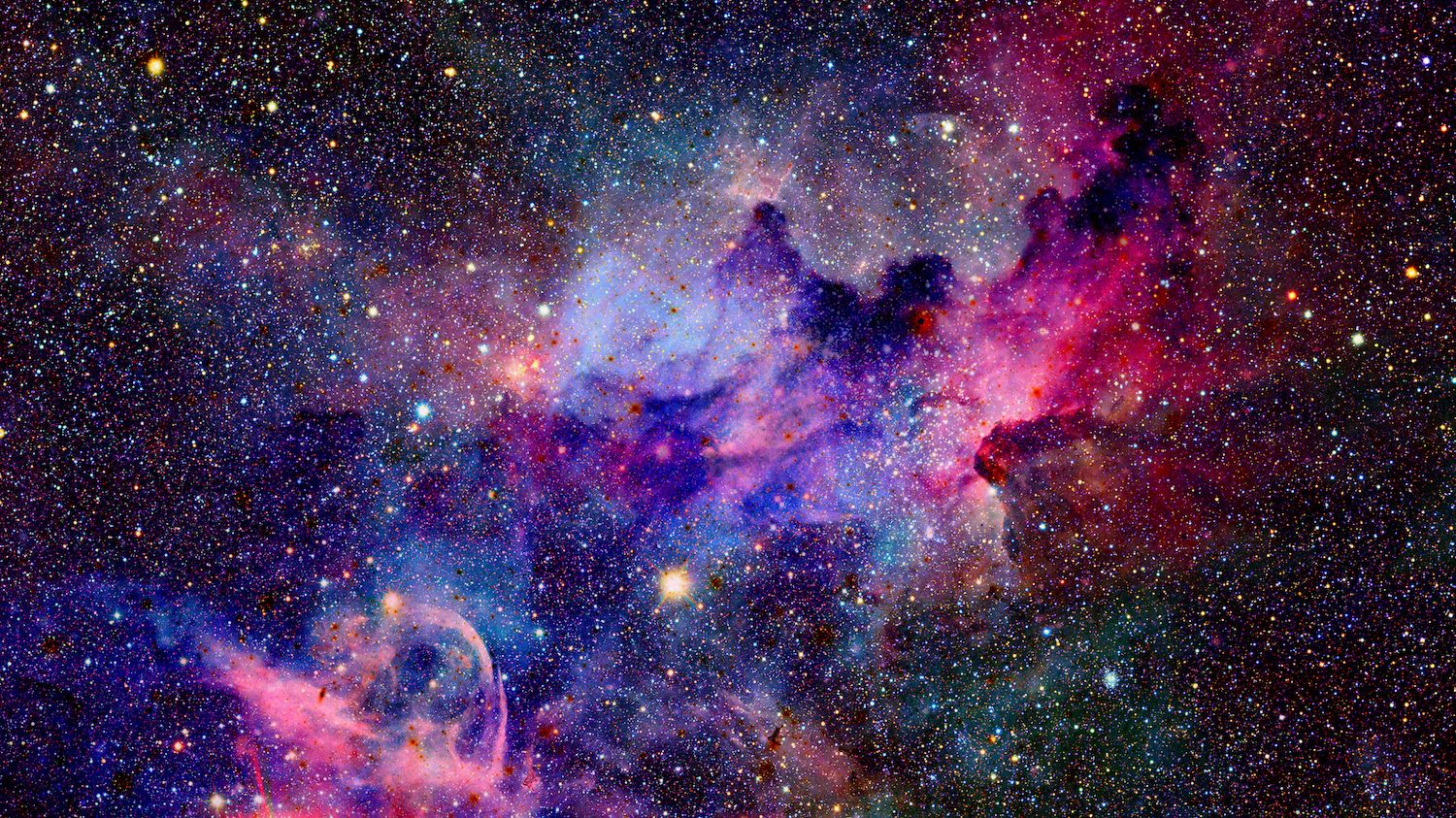 A field of stars and nebulae